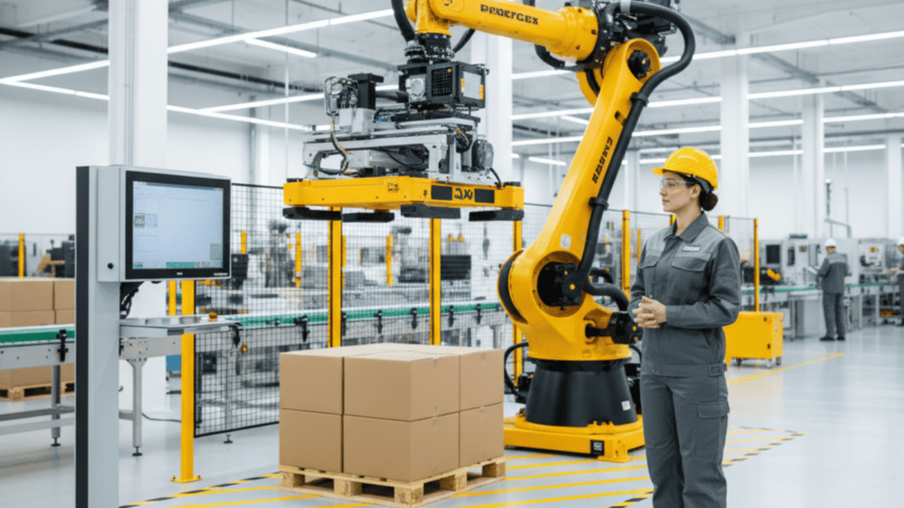 Robot palletizing di pabrik