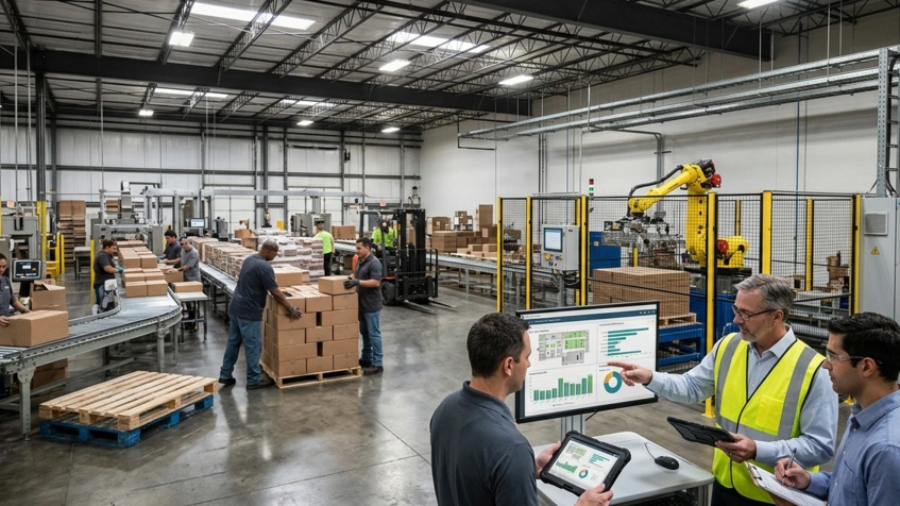 Robot palletizing di pabrik