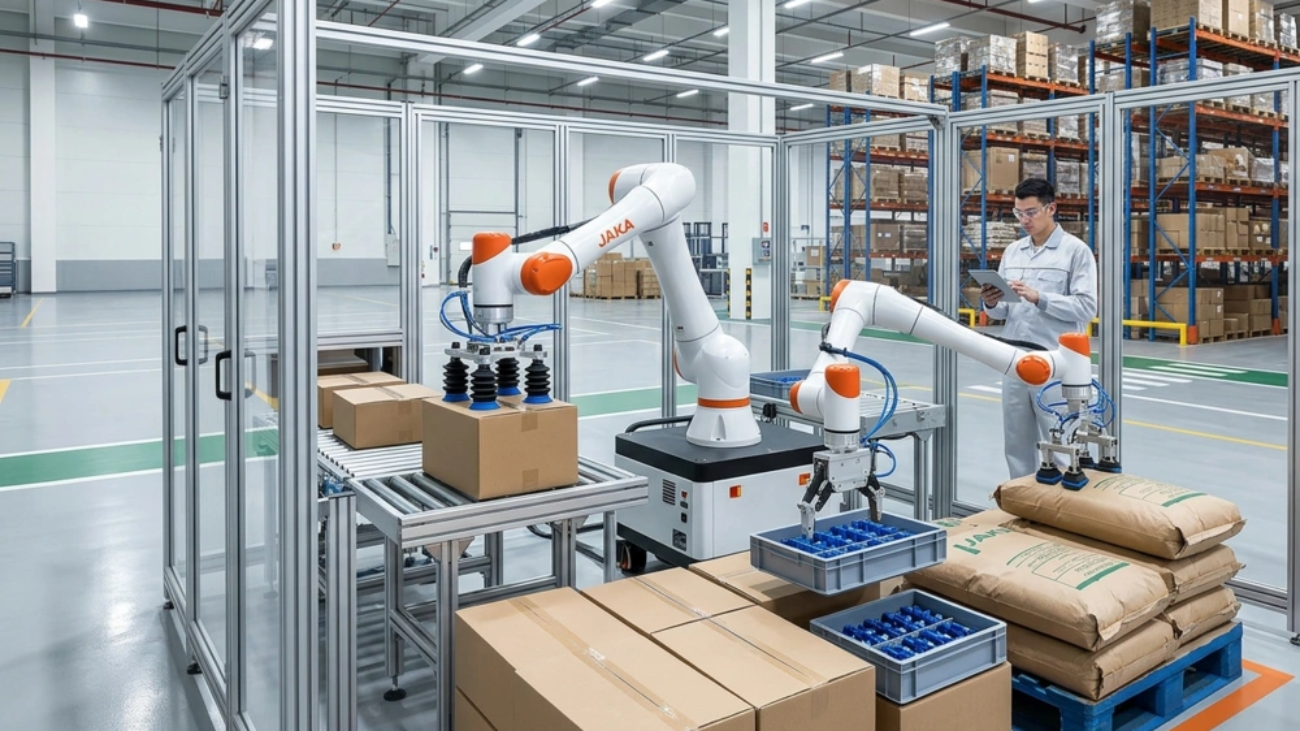 Robot palletizing di pabrik
